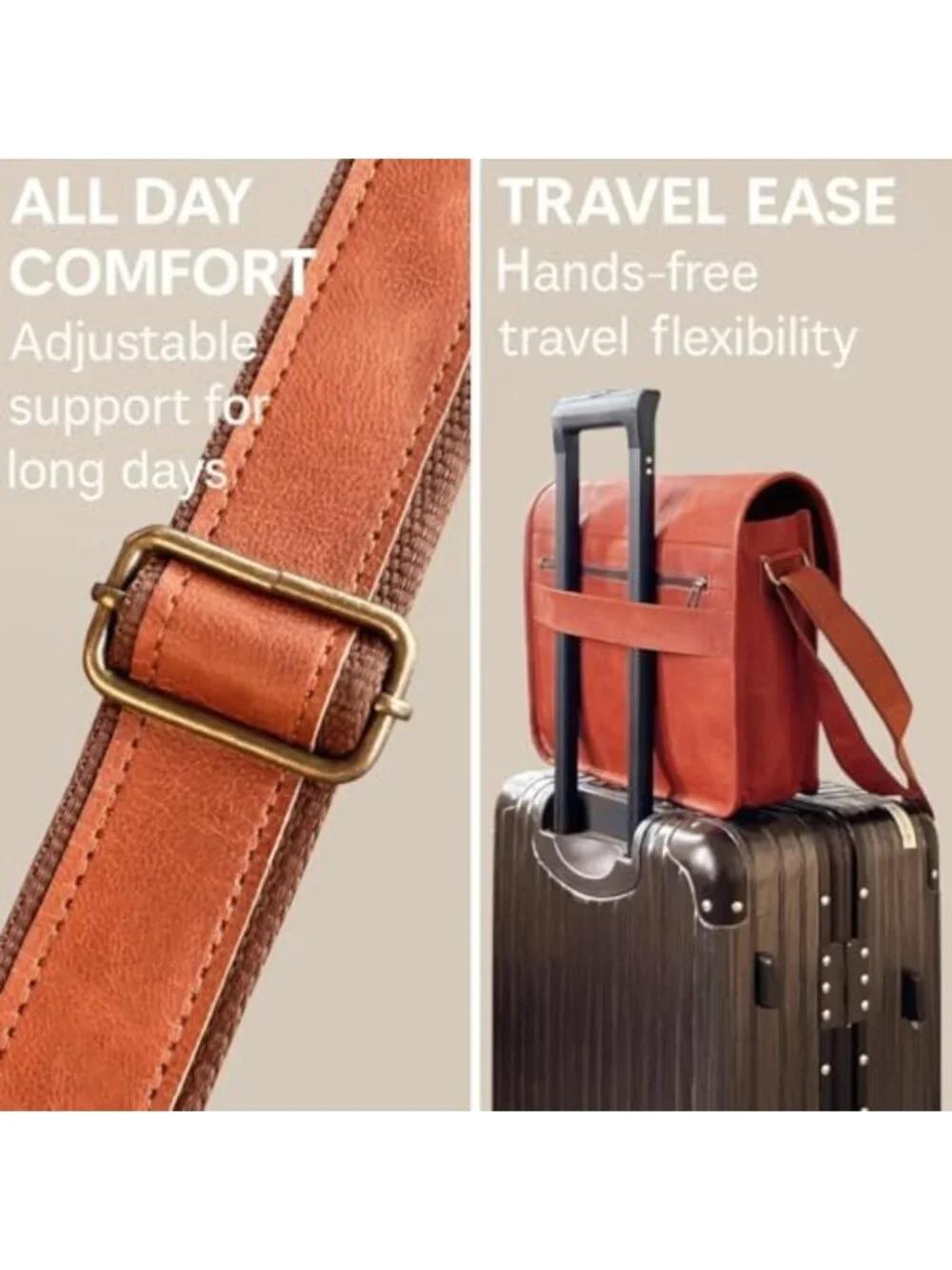 Stylish Full Grain Leather Messenger Bag - Unisex Laptop Satchel for Office Use